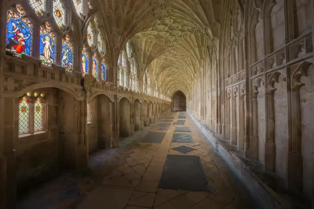 Historic corridor inside Gloucester Cathedral, a Harry Potter filming location in the UK - Harry Potter Travel Guide